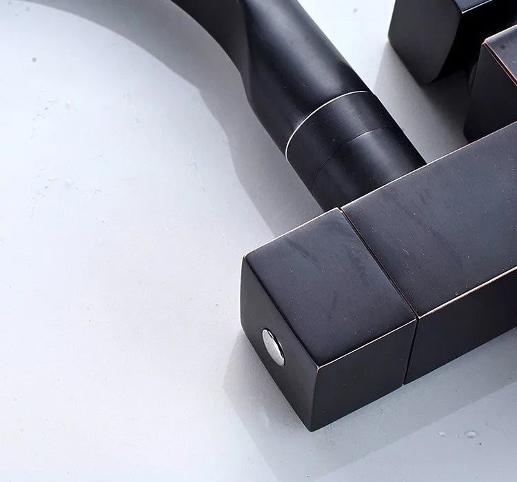 kitchen Sink Faucet Black Deck Mounted Flexible Pull Out Mixer Tap Hot Cold Kitchen Faucet Spring Spout Chrome Silver Faucet Shopifynow