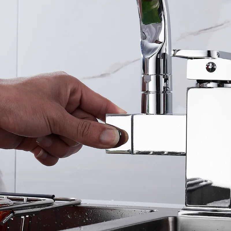 kitchen Sink Faucet Black Deck Mounted Flexible Pull Out Mixer Tap Hot Cold Kitchen Faucet Spring Spout Chrome Silver Faucet Shopifynow