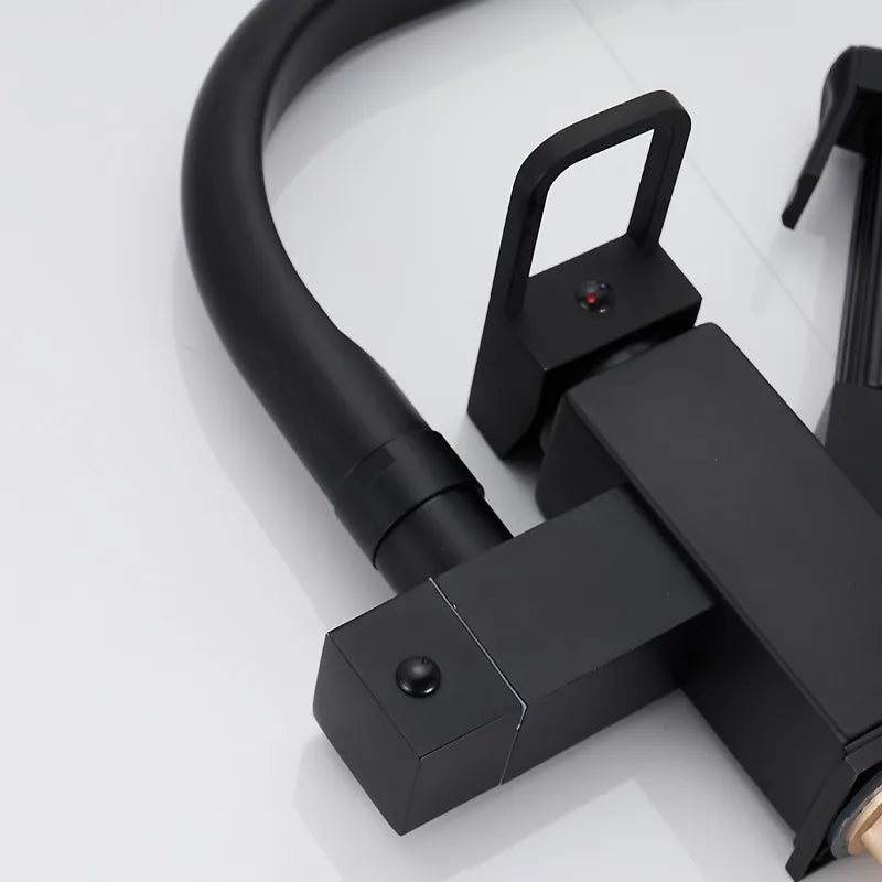 kitchen Sink Faucet Black Deck Mounted Flexible Pull Out Mixer Tap Hot Cold Kitchen Faucet Spring Spout Chrome Silver Faucet Shopifynow