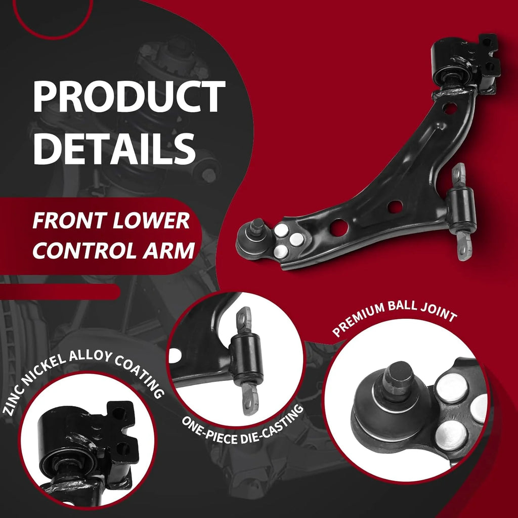 Frenzybro 10pcs Front Lower Control Arm with Ball Joints Sway Bar Links Tie Rod Ends and Boots for Chevrolet Spark 2016-2022 FWD - Shopifynow