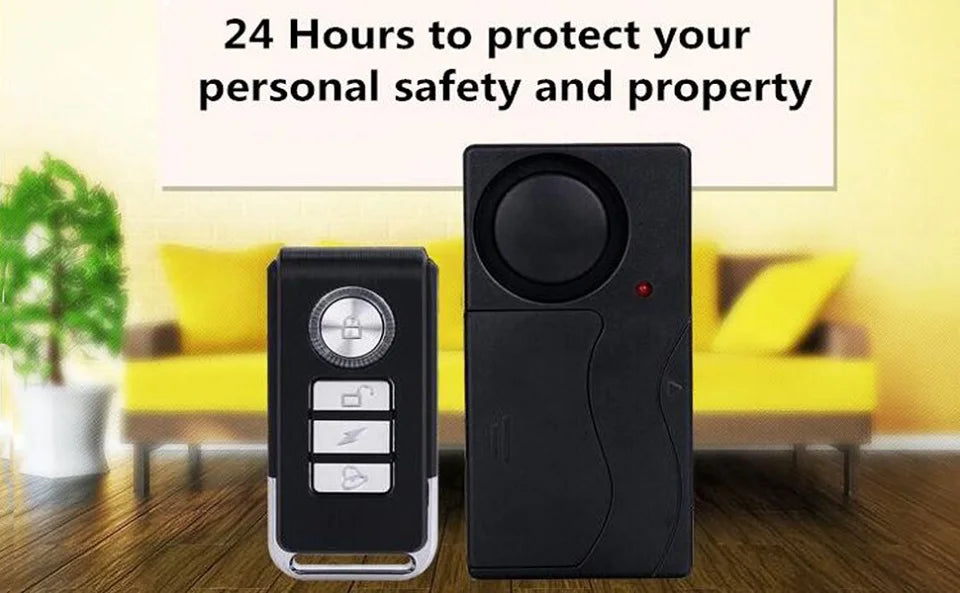 Awapow Wireless Vibration Bike Alarm With Remote Control Anti-Theft Alarm 110dB Loud Bike Door Window Alarm Home Safety System - Shopifynow