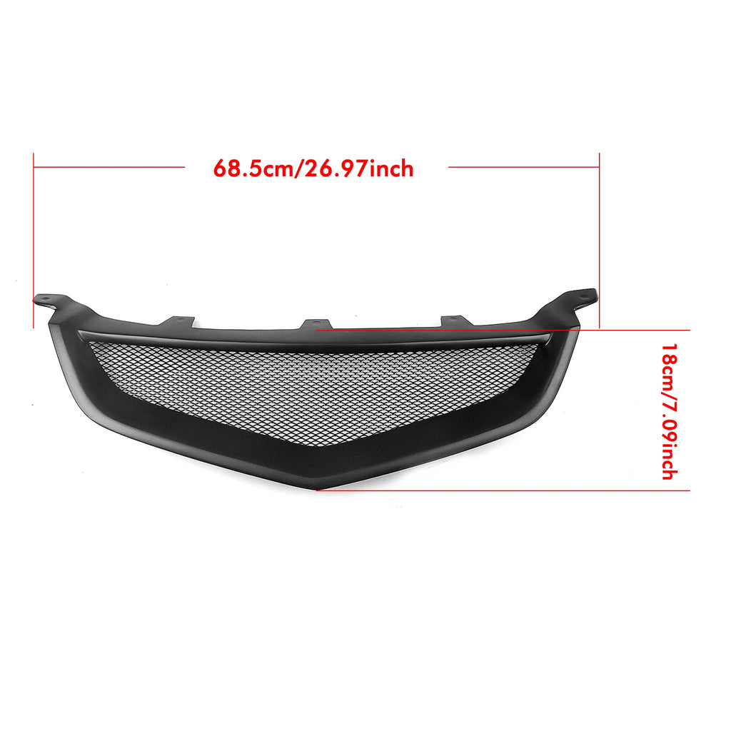 For 2003-2005 Honda Accord CL7 Euro R Acura TSX Front Bumper Grille Matte Black - Shopifynow