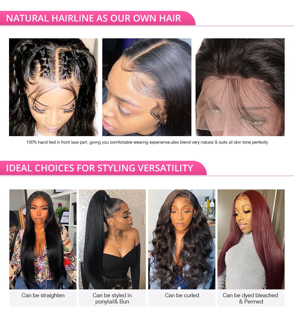 300% High Density Loose Deep Wave 40Inch 13x6 13x4 HD Lace Frontal Human Hair Wig Full Glueless Ready To Go Preplucked Curly Wig - Shopifynow