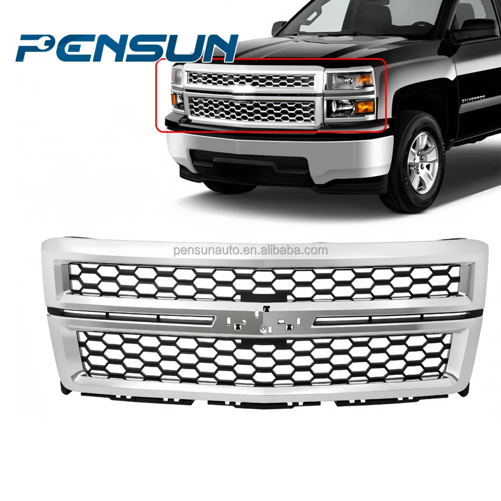 High Quality ABS Material Front Bumper Upper Grille for 2014-2015 for Chevrolet Silverado 1500 Front Bumper Grill Chrome Grille - Shopifynow
