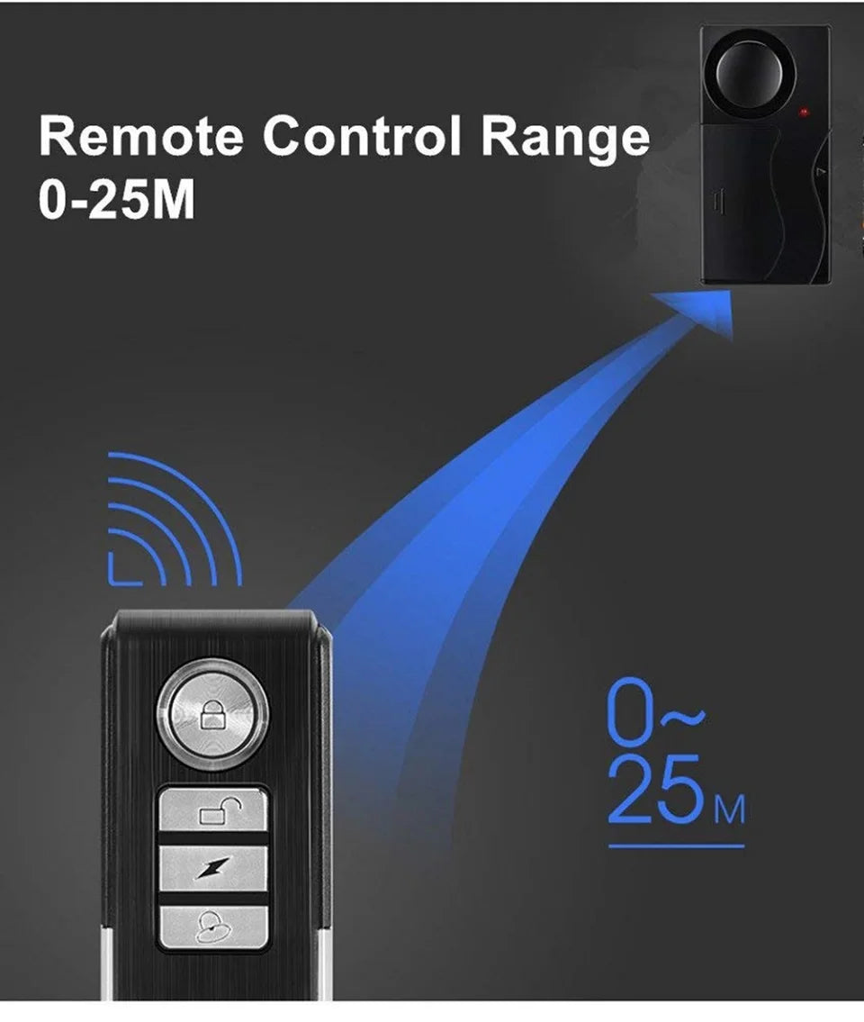 Awapow Wireless Vibration Bike Alarm With Remote Control Anti-Theft Alarm 110dB Loud Bike Door Window Alarm Home Safety System - Shopifynow