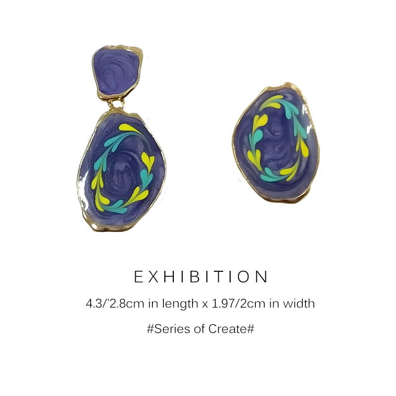 Haze Blue Women's Graceful Personality Hong Kong Style Retro Earrings Shopifynow