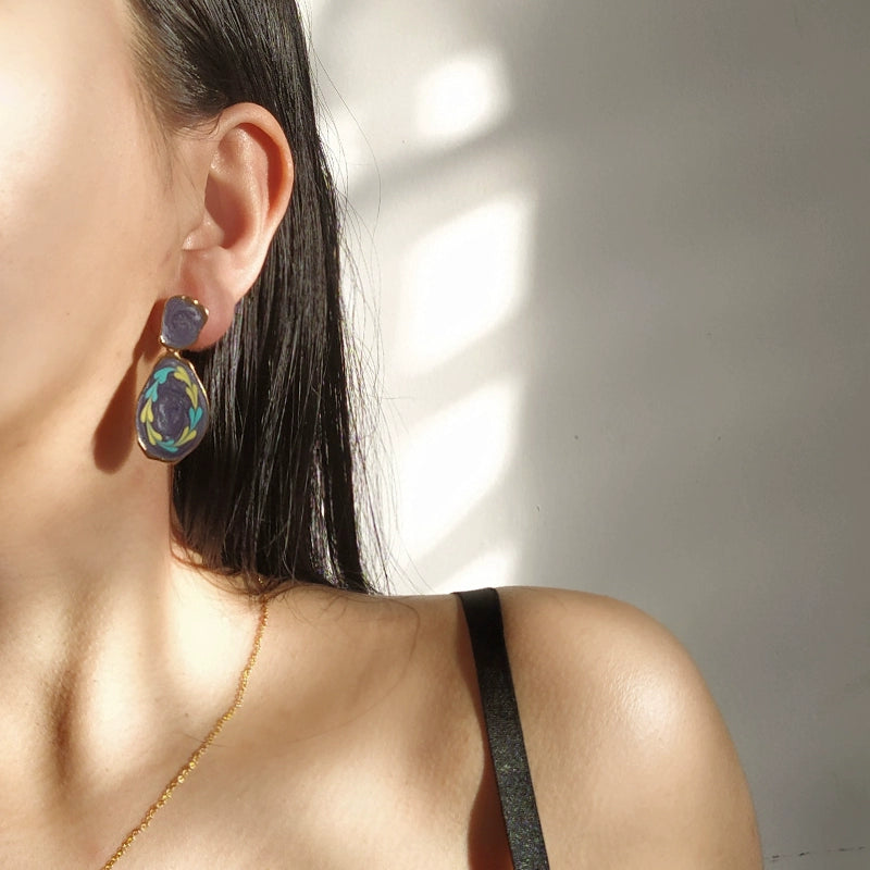 Haze Blue Women's Graceful Personality Hong Kong Style Retro Earrings Shopifynow
