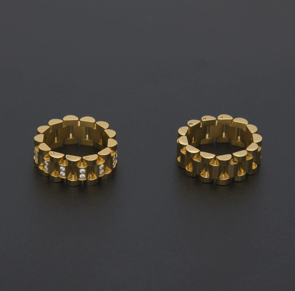 INS Street Hip-Hop Misae Same Style Stylish Minimalist Retro Titanium Steel Watch Tank Chain 18K Domineering Ring Men's Fashion Shopifynow