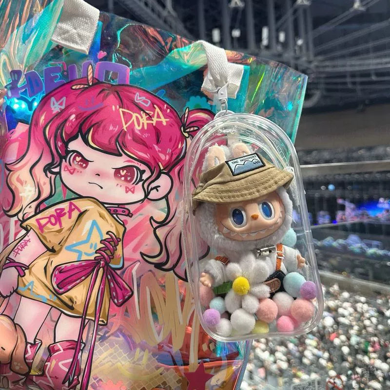 Labubu Doll Bag out Automobiles Curtain Cloth Transparent Cotton Doll Dustproof Moisture-Proof 10cm15 Pendant Cartoon Backpack Baby Doll Bag Shopifynow