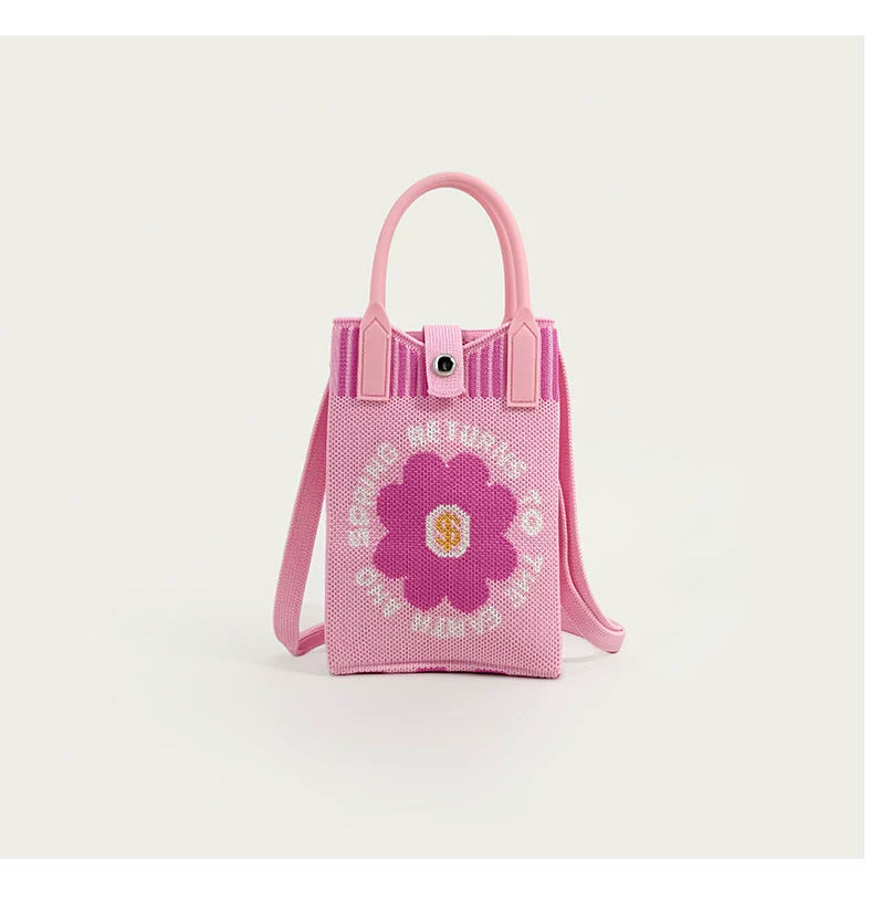 Butter Korean Style New Arrival Florals Cute Knitted Bag Versatile Handheld Mini Shoulder Adjustable Messenger Bag Coin Purse Shopifynow