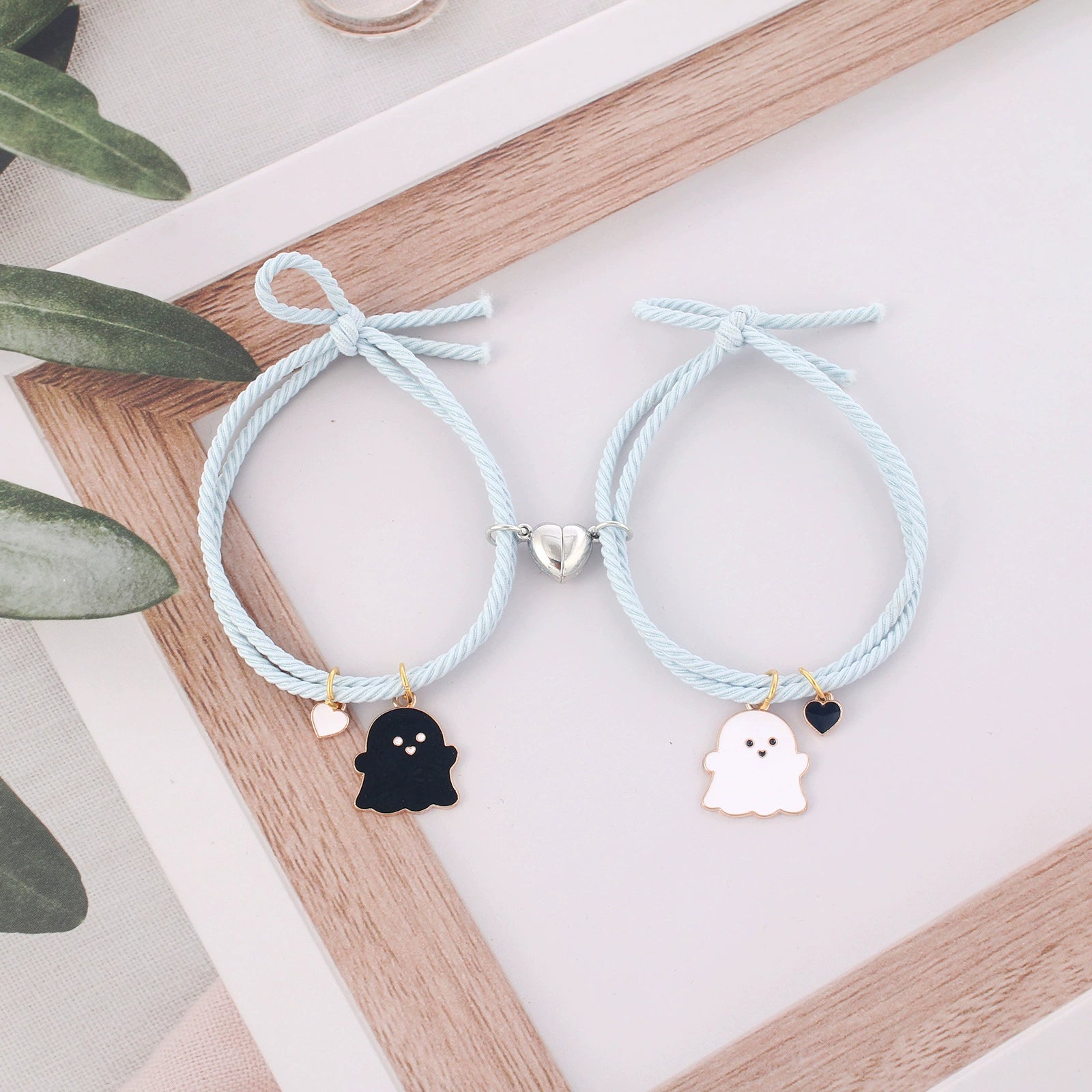Cute Ghost Two-Person Love Magnetic Bracelet Couple Girlfriends Bracelet Rubber Band Student Girl Carrying Strap Hair Rope Dual-Use Shopifynow