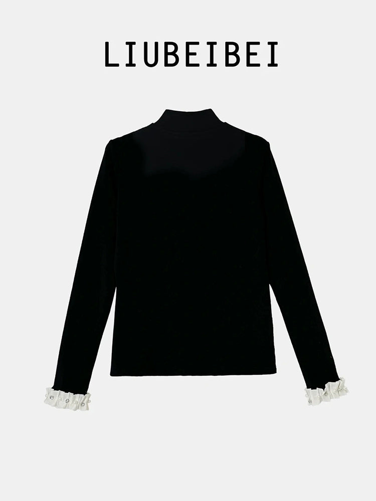 Graceful Set Inner wear Bottoming Shirt Vest Skirt Women Autumn and Winter New Two-piece Set Long sleeve Top Black Dress Shopifynow