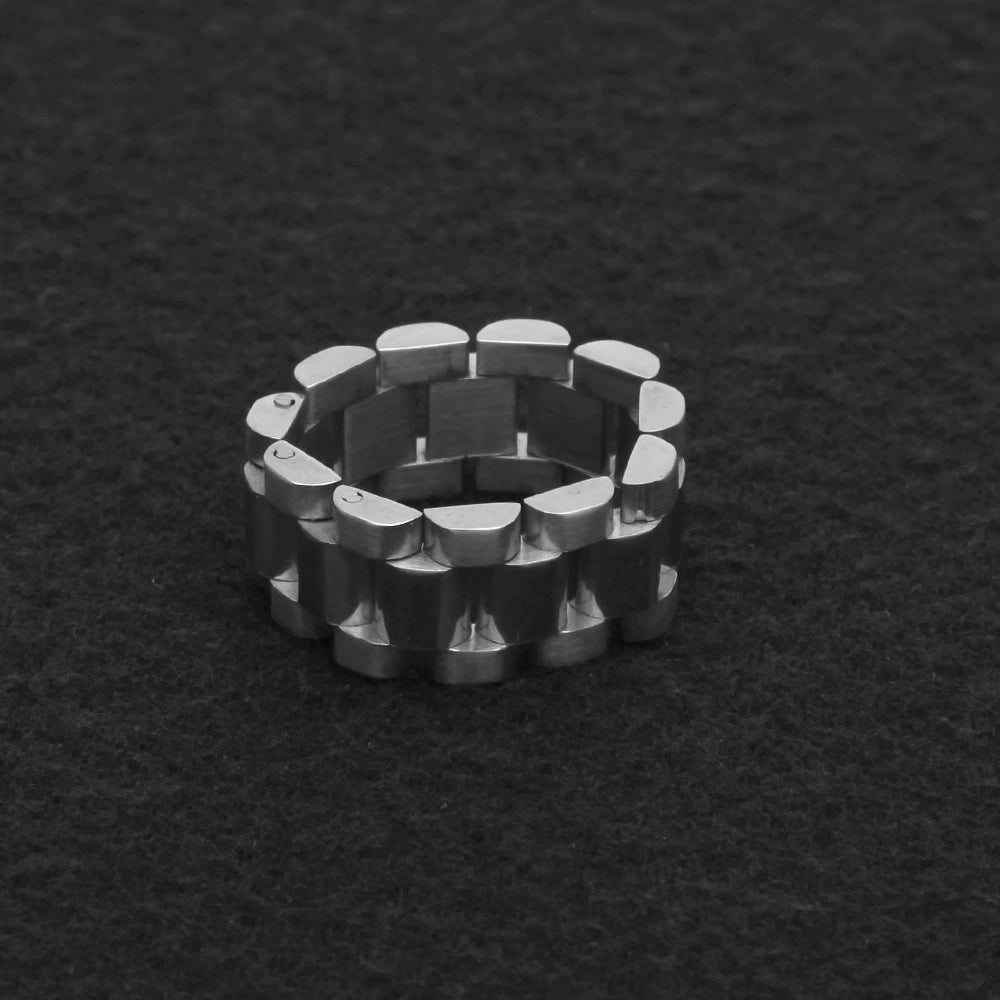 INS Street Hip-Hop Misae Same Style Stylish Minimalist Retro Titanium Steel Watch Tank Chain 18K Domineering Ring Men's Fashion Shopifynow