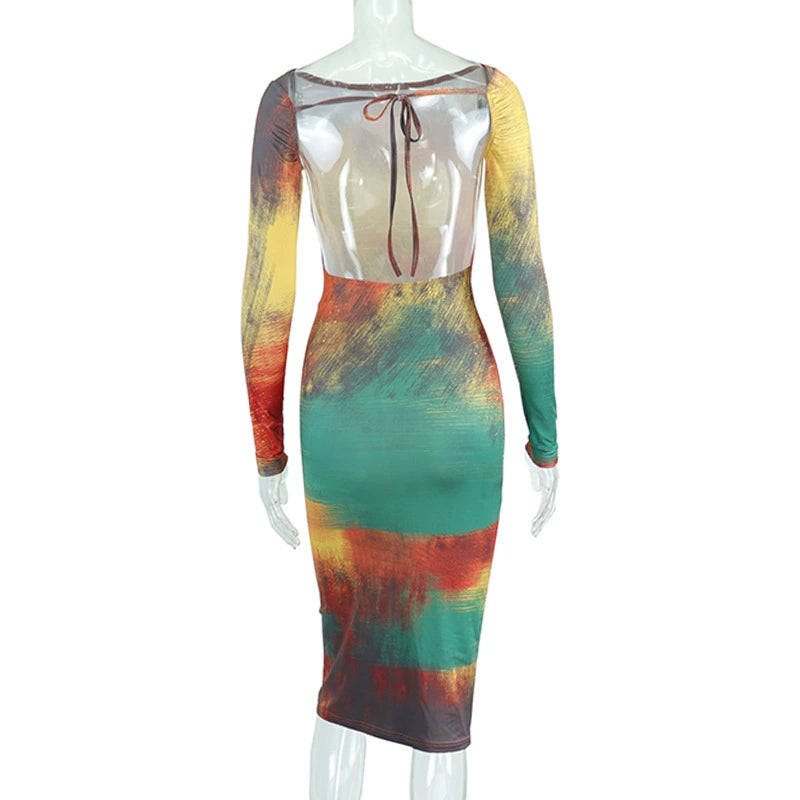 Backless Lace-up Long Sleeve Dress Pullover Shopifynow