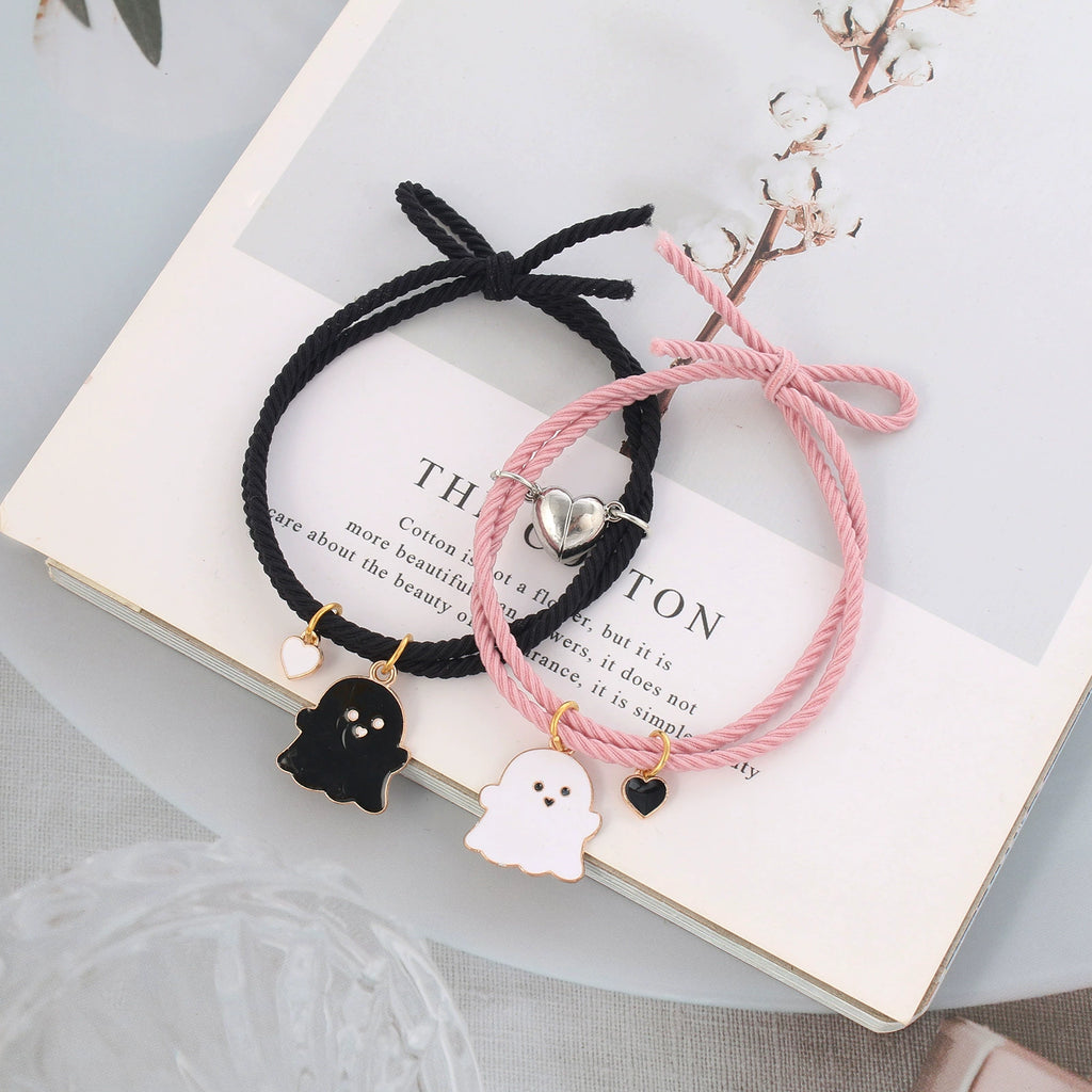 Cute Ghost Two-Person Love Magnetic Bracelet Couple Girlfriends Bracelet Rubber Band Student Girl Carrying Strap Hair Rope Dual-Use Shopifynow