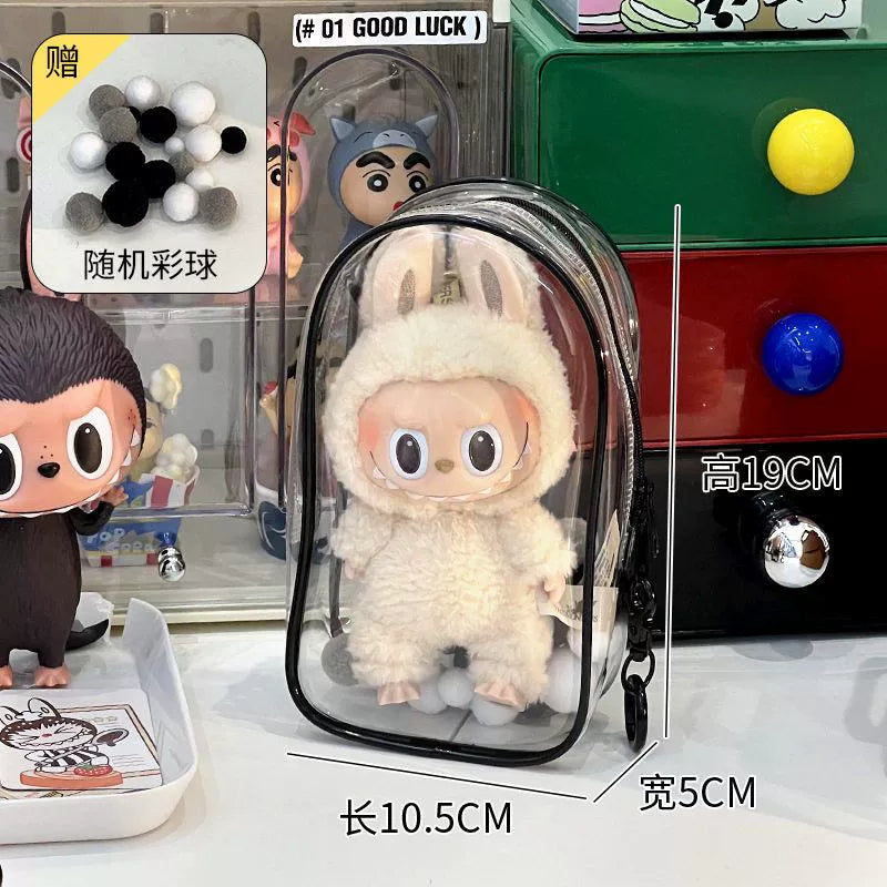 Labubu Doll Bag out Automobiles Curtain Cloth Transparent Cotton Doll Dustproof Moisture-Proof 10cm15 Pendant Cartoon Backpack Baby Doll Bag Shopifynow