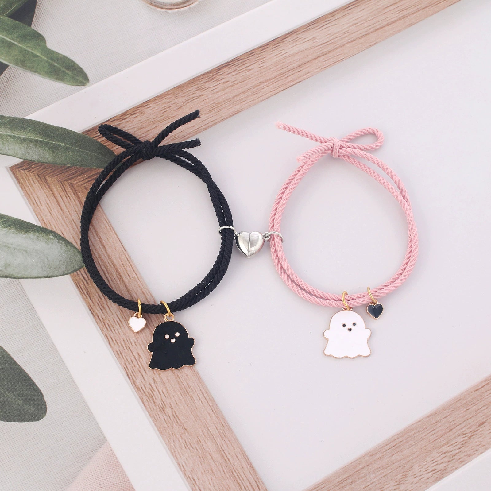 Cute Ghost Two-Person Love Magnetic Bracelet Couple Girlfriends Bracelet Rubber Band Student Girl Carrying Strap Hair Rope Dual-Use Shopifynow