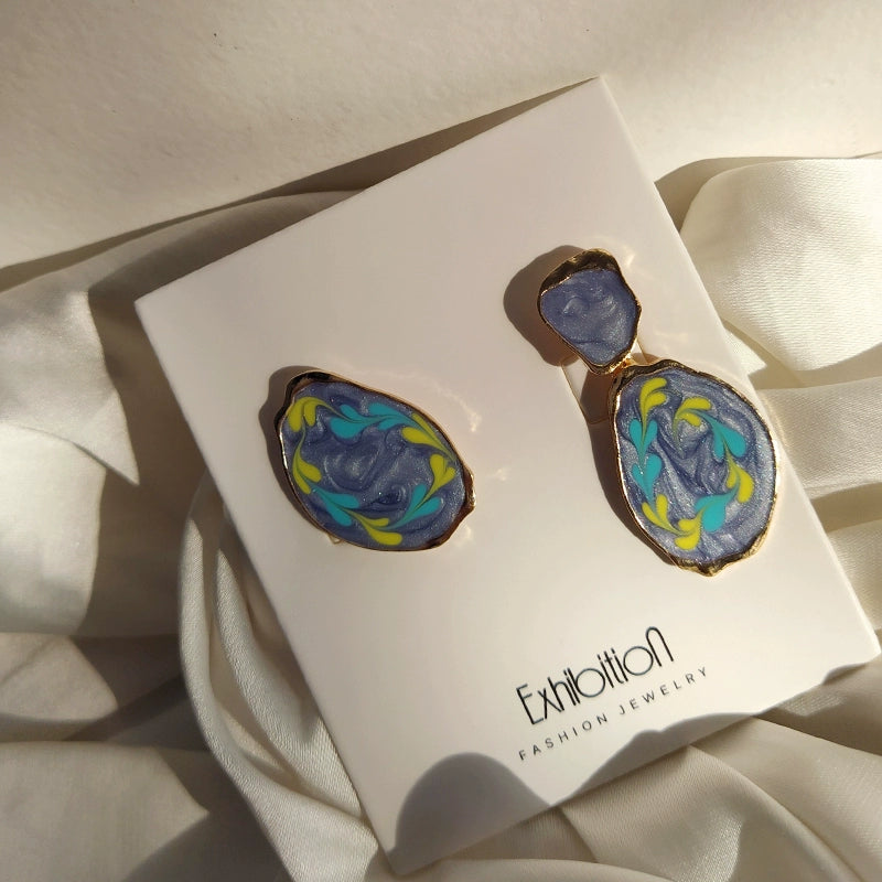 Haze Blue Women's Graceful Personality Hong Kong Style Retro Earrings Shopifynow