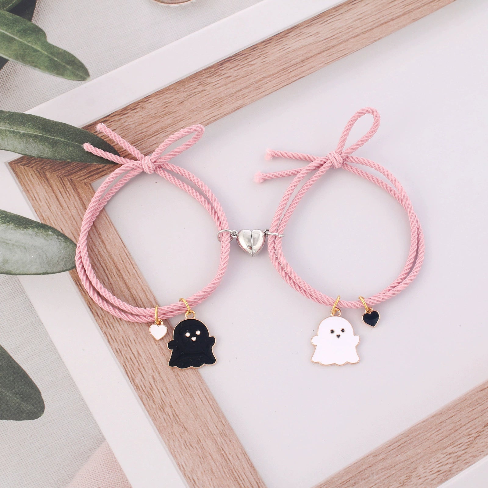 Cute Ghost Two-Person Love Magnetic Bracelet Couple Girlfriends Bracelet Rubber Band Student Girl Carrying Strap Hair Rope Dual-Use Shopifynow