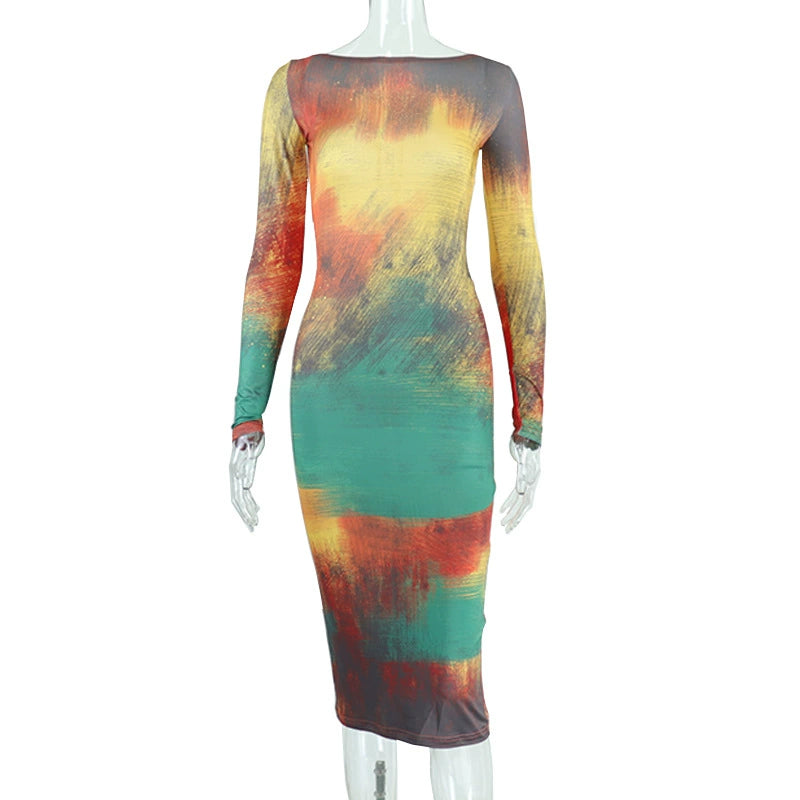 Backless Lace-up Long Sleeve Dress Pullover Shopifynow