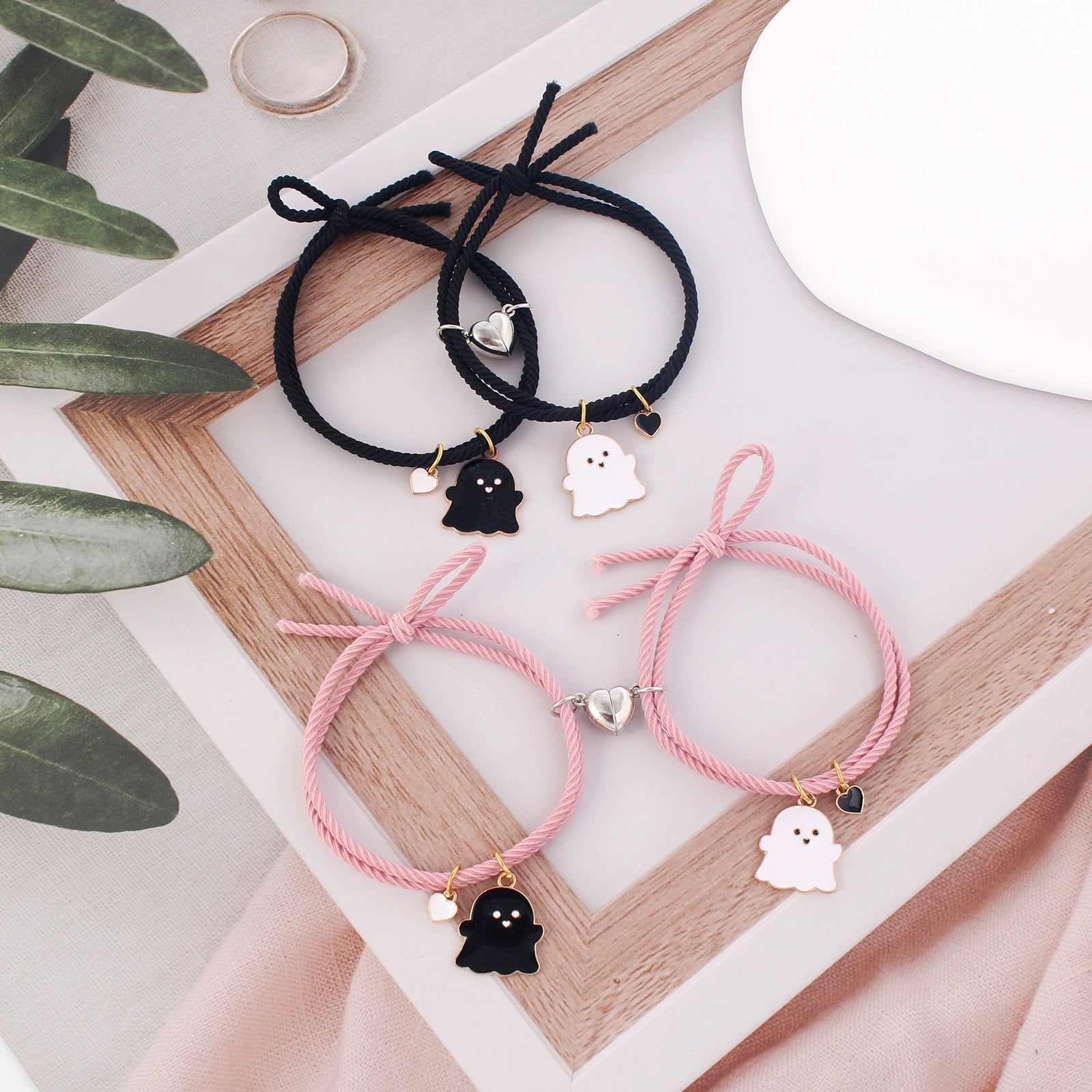 Cute Ghost Two-Person Love Magnetic Bracelet Couple Girlfriends Bracelet Rubber Band Student Girl Carrying Strap Hair Rope Dual-Use Shopifynow