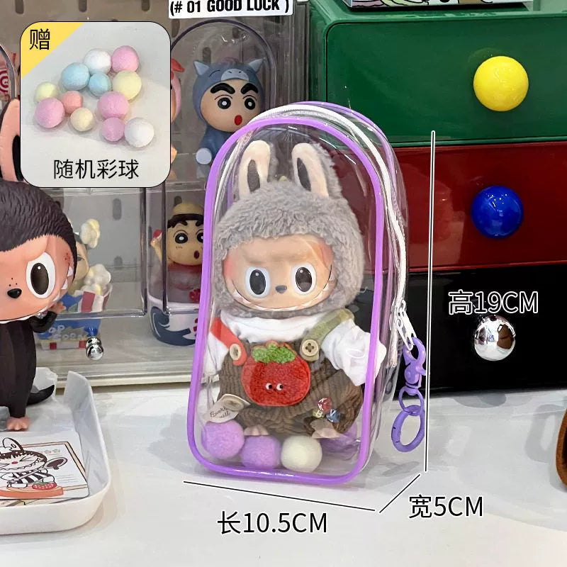 Labubu Doll Bag out Automobiles Curtain Cloth Transparent Cotton Doll Dustproof Moisture-Proof 10cm15 Pendant Cartoon Backpack Baby Doll Bag Shopifynow