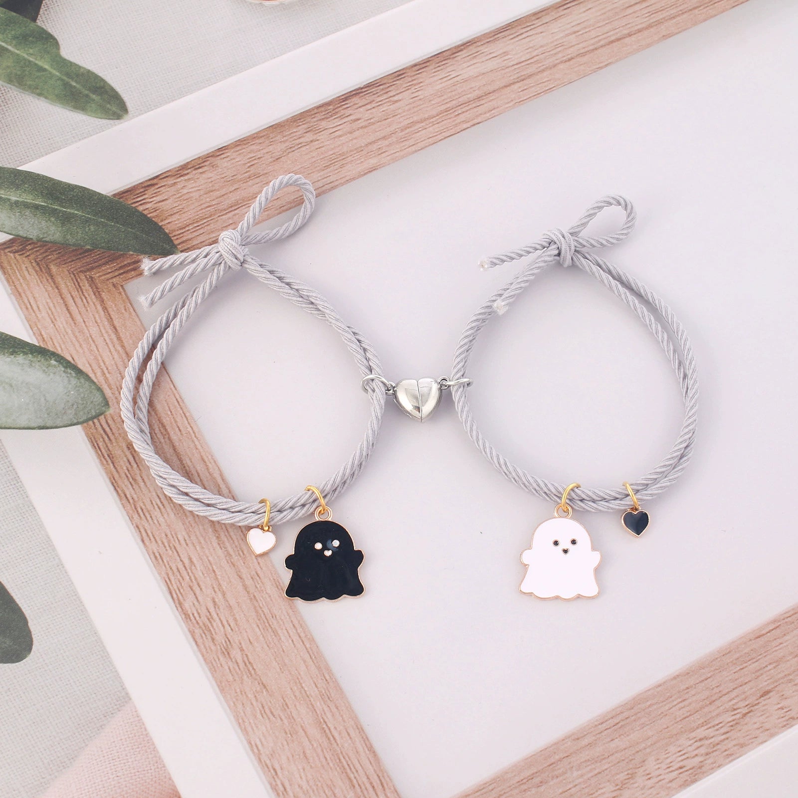 Cute Ghost Two-Person Love Magnetic Bracelet Couple Girlfriends Bracelet Rubber Band Student Girl Carrying Strap Hair Rope Dual-Use Shopifynow