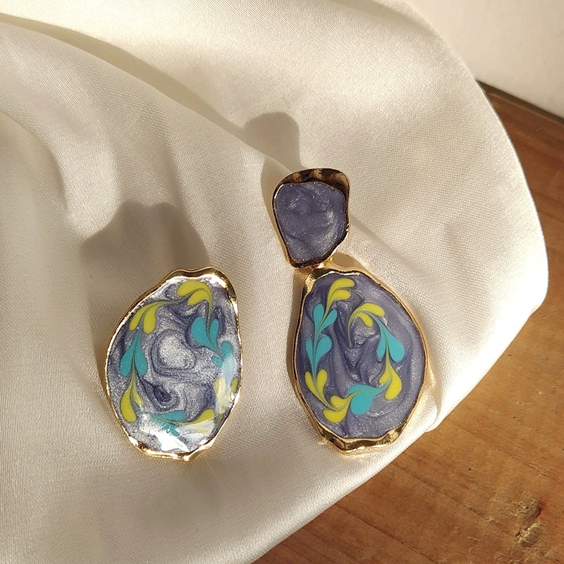 Haze Blue Women's Graceful Personality Hong Kong Style Retro Earrings Shopifynow