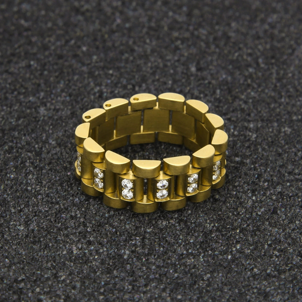 INS Street Hip-Hop Misae Same Style Stylish Minimalist Retro Titanium Steel Watch Tank Chain 18K Domineering Ring Men's Fashion Shopifynow