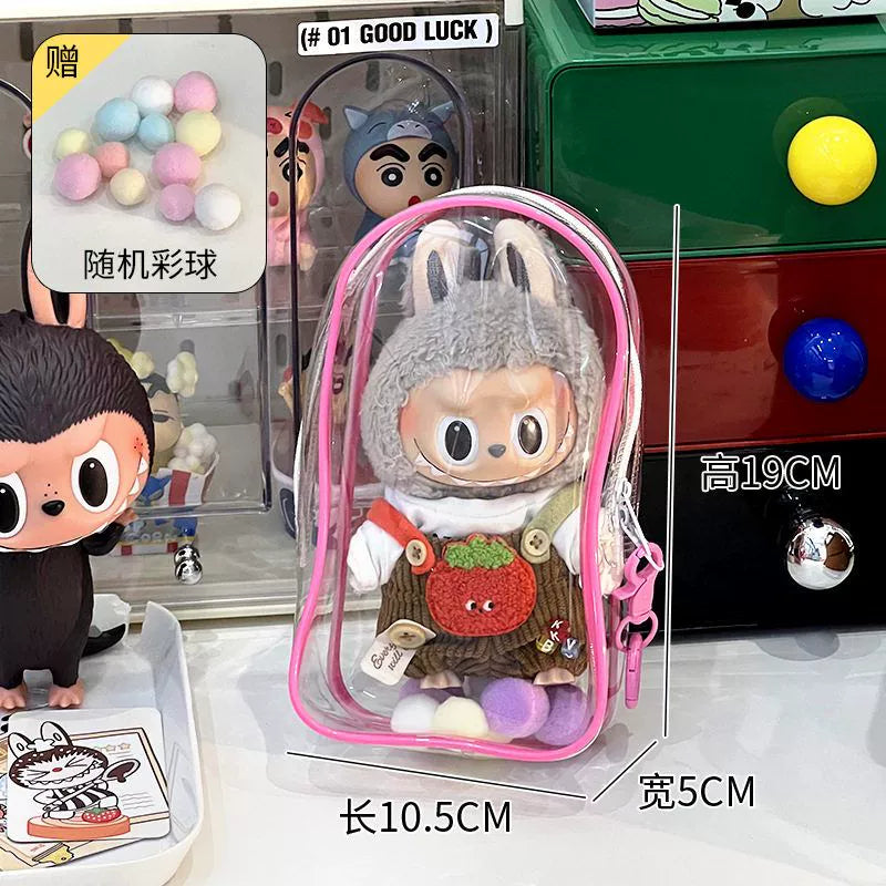 Labubu Doll Bag out Automobiles Curtain Cloth Transparent Cotton Doll Dustproof Moisture-Proof 10cm15 Pendant Cartoon Backpack Baby Doll Bag Shopifynow