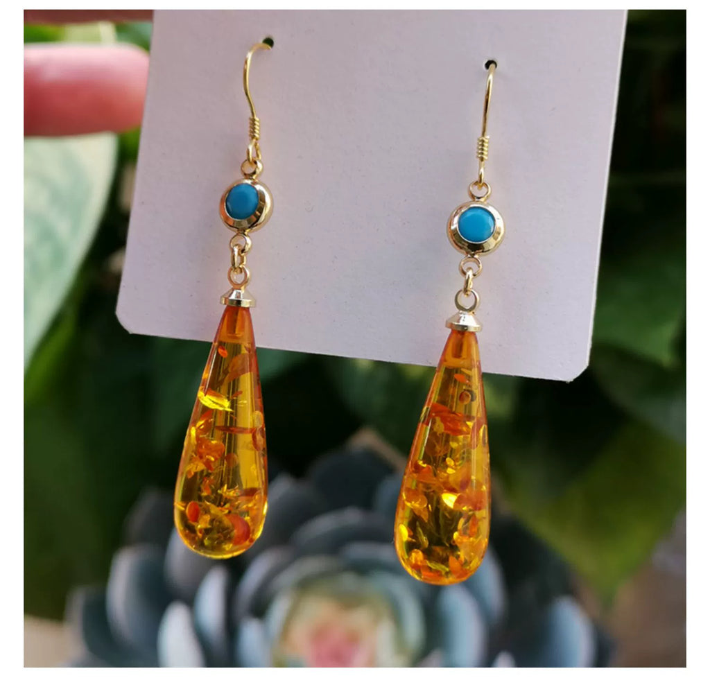 Amber Face-Flattering Water Drop Brand New in Stock Original Earrings Shopifynow