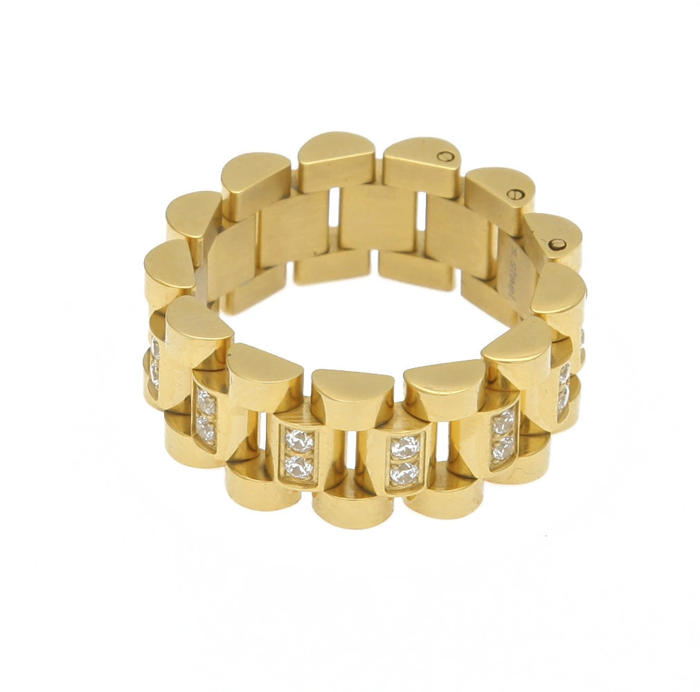 INS Street Hip-Hop Misae Same Style Stylish Minimalist Retro Titanium Steel Watch Tank Chain 18K Domineering Ring Men's Fashion Shopifynow