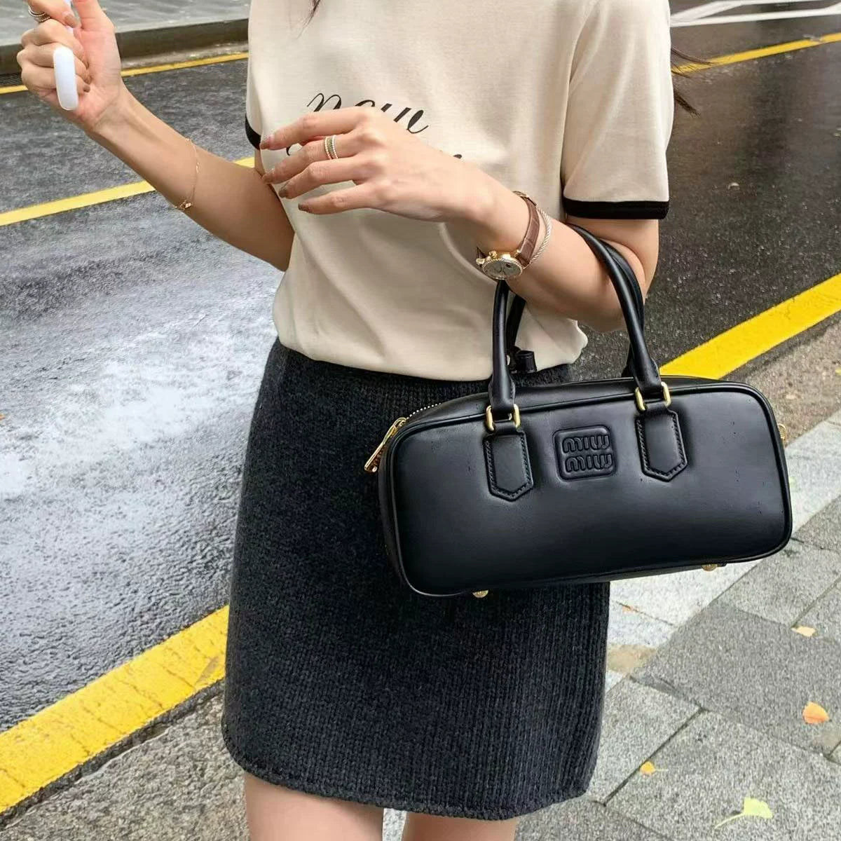 2025 New Arrival Fall and Winter Retro Coffee Color Bowling Bag Fashion All-Match Boston Bag Shoulder Women's Crossbody Handbag Shopifynow