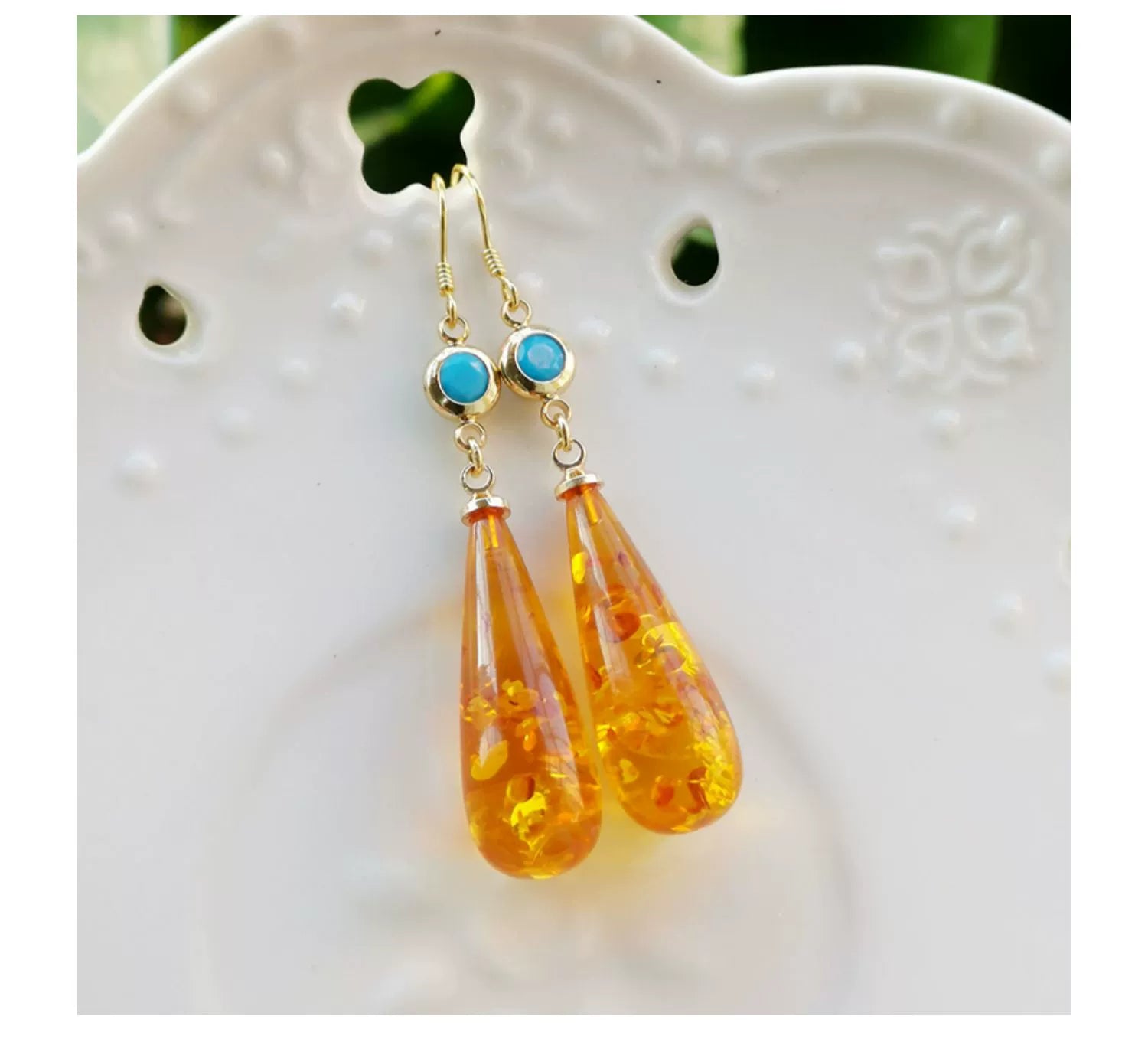 Amber Face-Flattering Water Drop Brand New in Stock Original Earrings Shopifynow