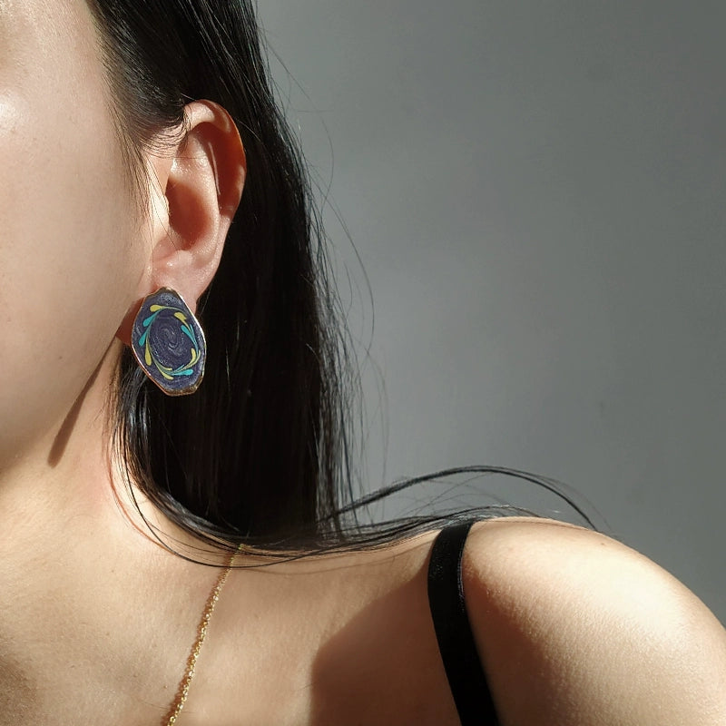Haze Blue Women's Graceful Personality Hong Kong Style Retro Earrings Shopifynow