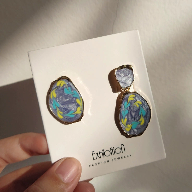 Haze Blue Women's Graceful Personality Hong Kong Style Retro Earrings Shopifynow