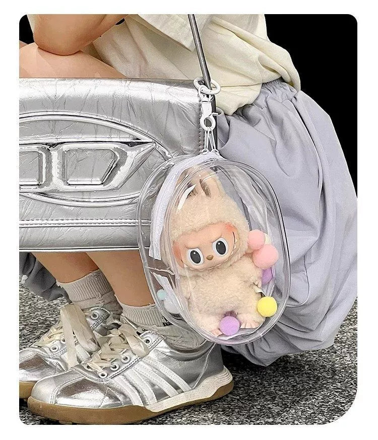 Labubu Doll Bag out Automobiles Curtain Cloth Transparent Cotton Doll Dustproof Moisture-Proof 10cm15 Pendant Cartoon Backpack Baby Doll Bag Shopifynow