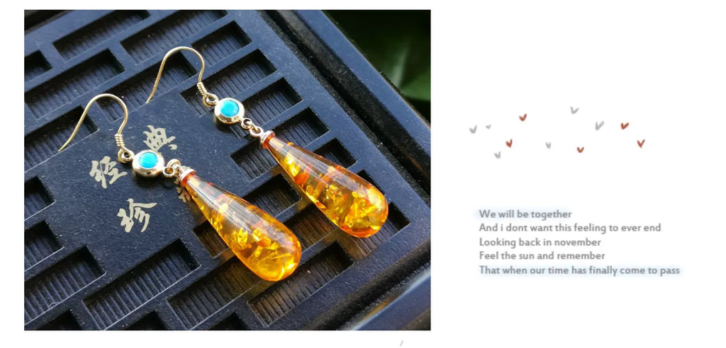 Amber Face-Flattering Water Drop Brand New in Stock Original Earrings Shopifynow