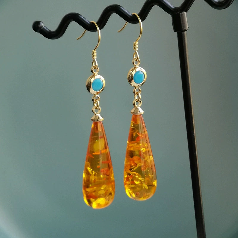 Amber Face-Flattering Water Drop Brand New in Stock Original Earrings Shopifynow