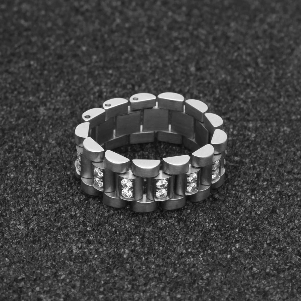 INS Street Hip-Hop Misae Same Style Stylish Minimalist Retro Titanium Steel Watch Tank Chain 18K Domineering Ring Men's Fashion Shopifynow