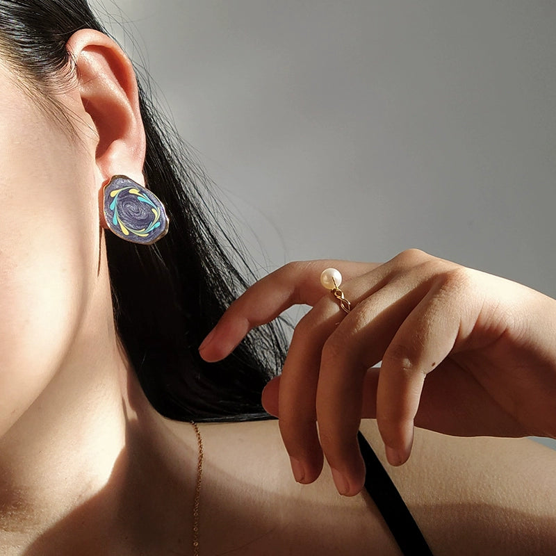 Haze Blue Women's Graceful Personality Hong Kong Style Retro Earrings Shopifynow