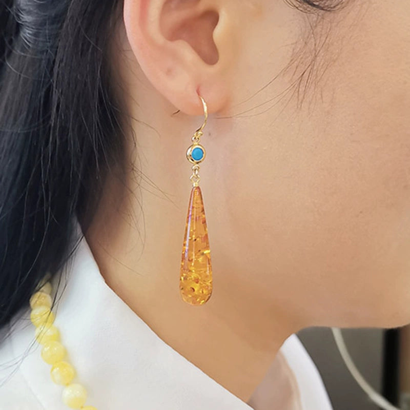 Amber Face-Flattering Water Drop Brand New in Stock Original Earrings Shopifynow