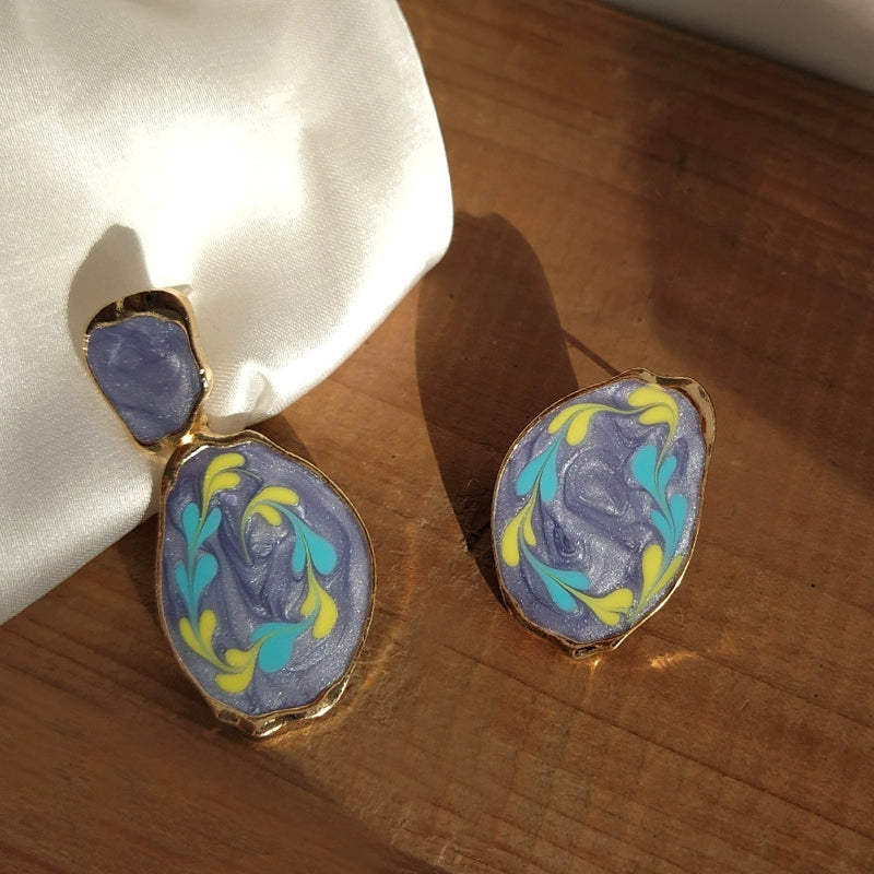 Haze Blue Women's Graceful Personality Hong Kong Style Retro Earrings Shopifynow