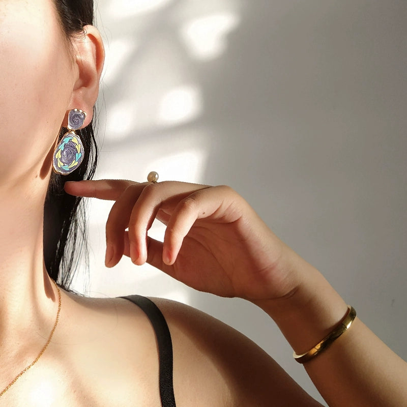 Haze Blue Women's Graceful Personality Hong Kong Style Retro Earrings Shopifynow