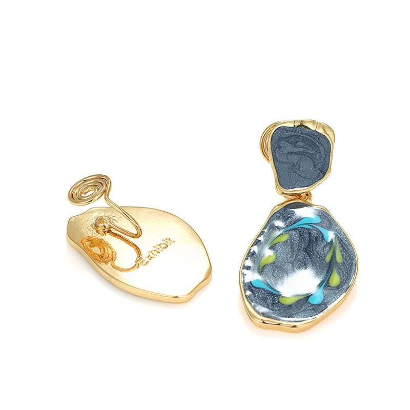 Haze Blue Women's Graceful Personality Hong Kong Style Retro Earrings Shopifynow