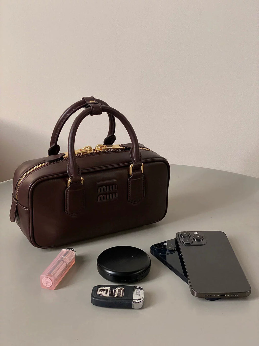 2025 New Arrival Fall and Winter Retro Coffee Color Bowling Bag Fashion All-Match Boston Bag Shoulder Women's Crossbody Handbag Shopifynow