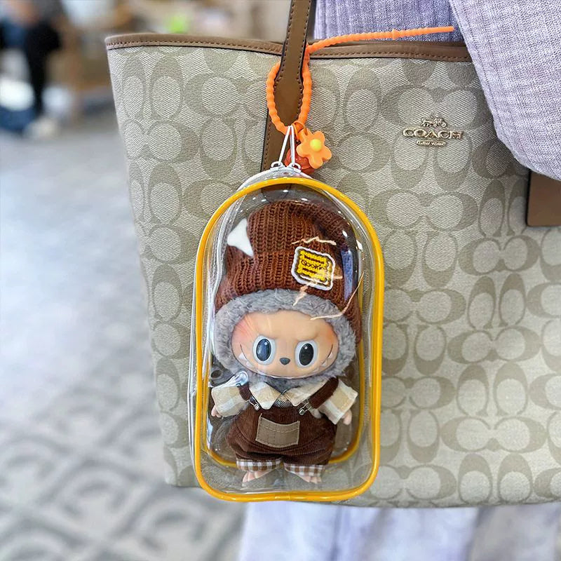 Labubu Doll Bag out Automobiles Curtain Cloth Transparent Cotton Doll Dustproof Moisture-Proof 10cm15 Pendant Cartoon Backpack Baby Doll Bag Shopifynow