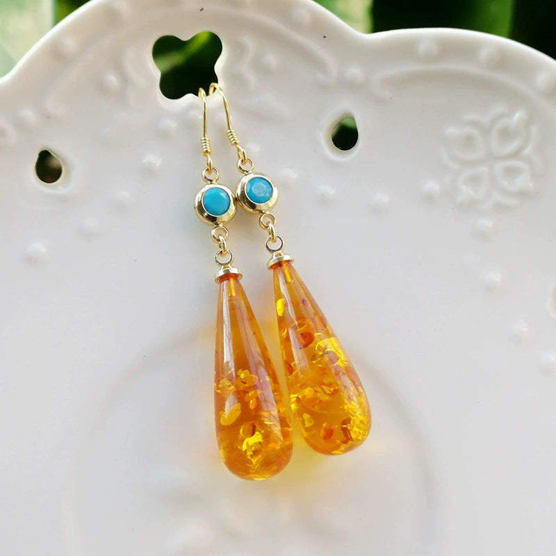 Amber Face-Flattering Water Drop Brand New in Stock Original Earrings Shopifynow