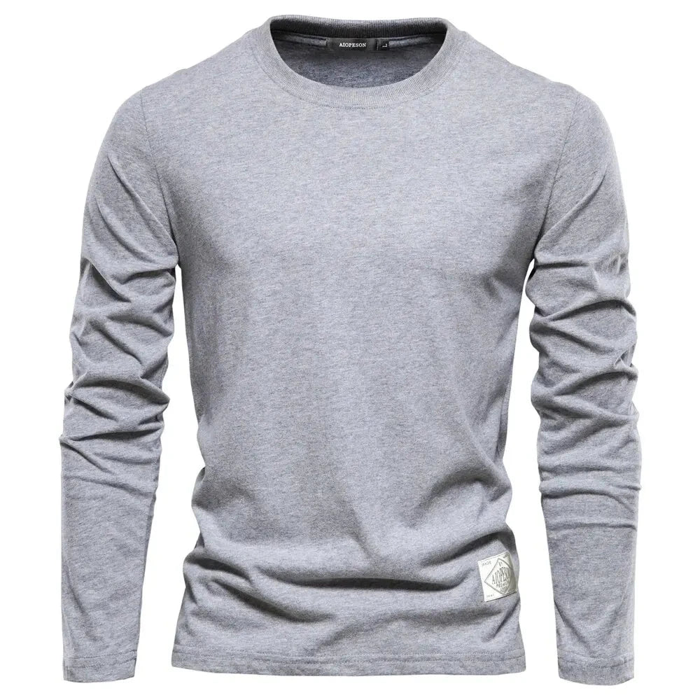 100% Cotton Long Sleeve T Shirt For Men Solid Spring Casual Mens T-shirts High Quality Male Tops Classic Clothes Men's T-shirts Shopifynow