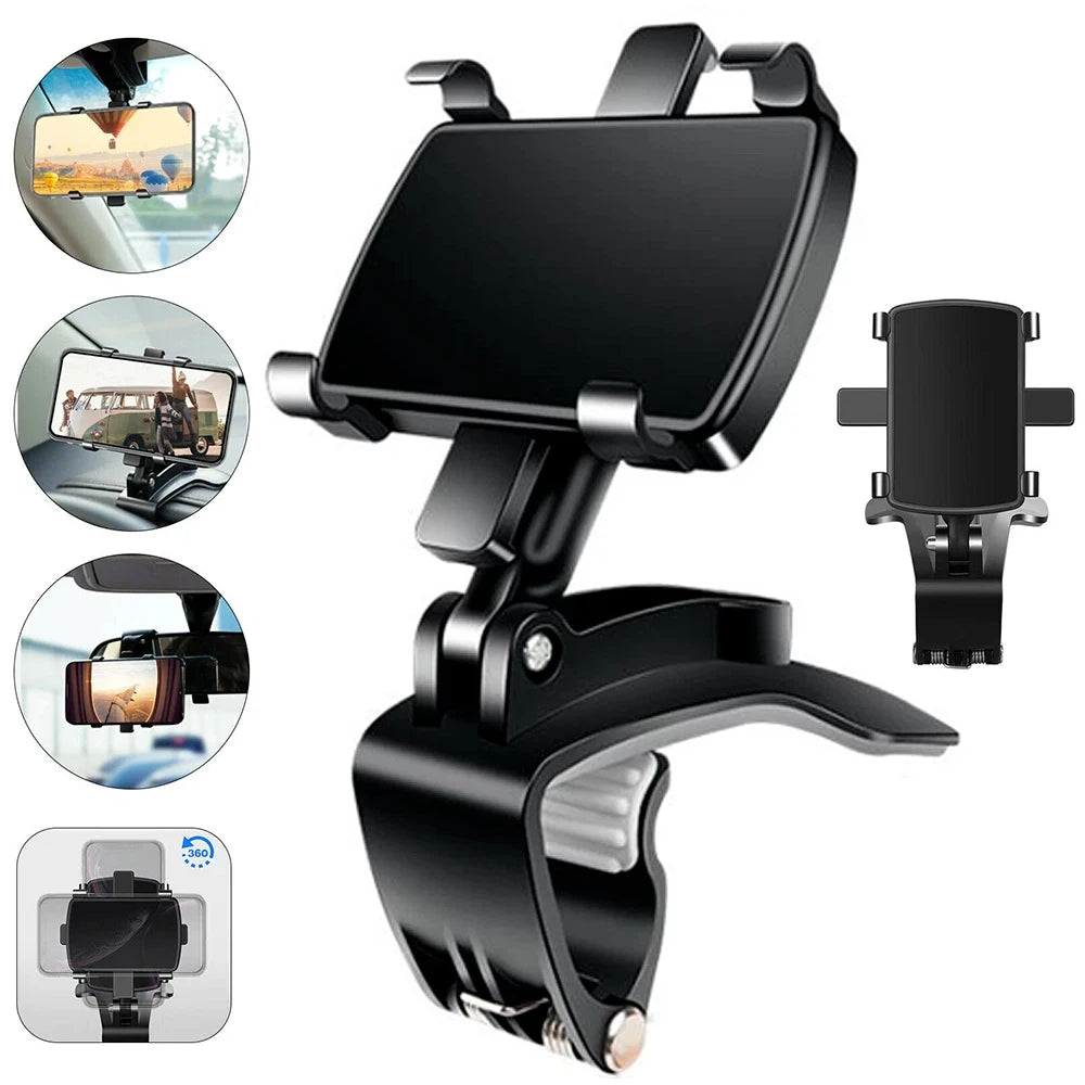 1PCS Quality Universal Car Phone Holder Portable 360° Degree Rotatable Multi-function Car Smartphone Mobile Phone Holder Clip Shopifynow